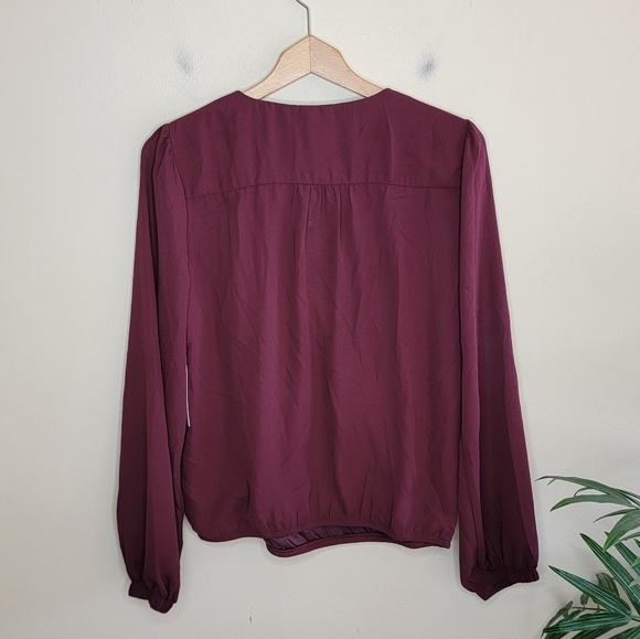 NWT Stitch Fix Nine Britton | Burgundy Kimberly Surplice Blouse Size Medium - Picture 6 of 7
